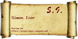 Simon Izor névjegykártya